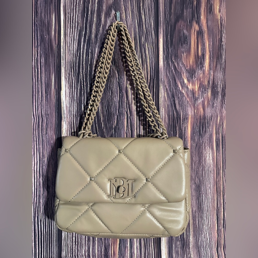 Badgley Mischka Beige Leather Pouch NWT